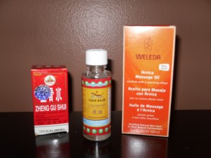 Arnica used topically can reduce pain and inflammation, Other topical pain relievers are tiger balm and Zheng Gu Shui