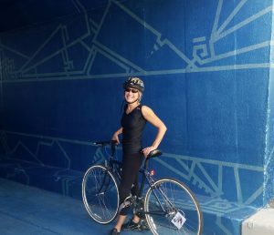 Jenny Sprung riding bike